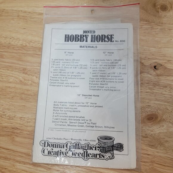 JOINTED HOBBY HORSE SEWING PATTERN Uncut - Picture 2 of 3